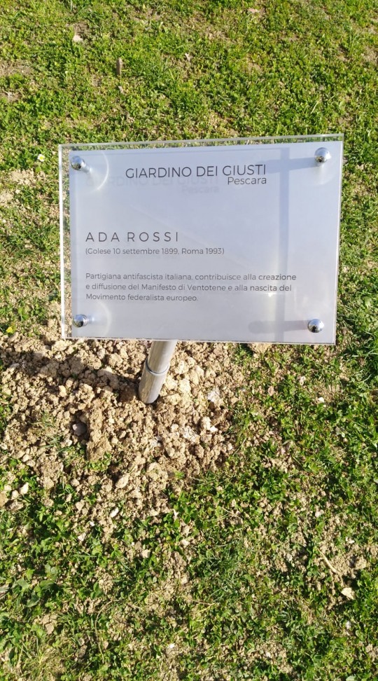 The plaque for Ada Rossi